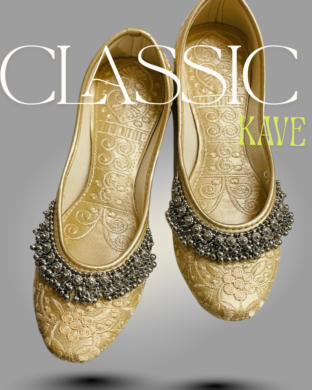 Gulabi Phulwari Jutti - Rose Bloom gold with Chime Ghungroos
