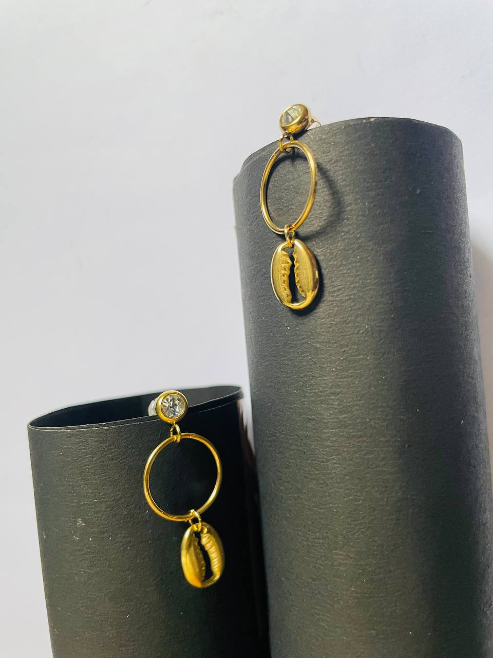 Deep Oxidized Gold Drop Earrings